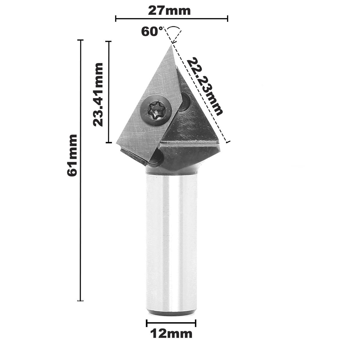 1/2 Inch 1/4 Inch 6mm 12mm Shank 60 Degree V-Groove Carbide Insert Wood CNC Router Bits Milling Cutter for Woodworking Engraving Carving
