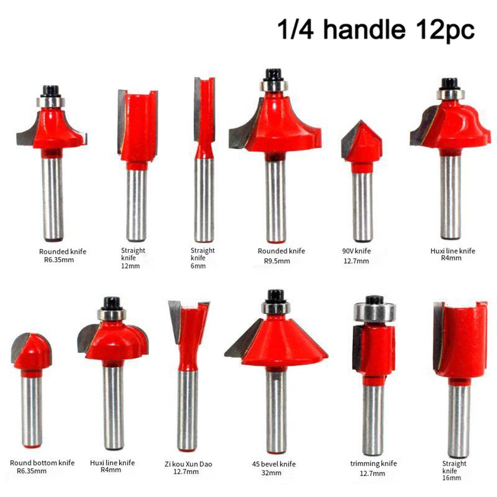 12/15pcs 1/4 Shank Router Bit Set Milling Cutter For Wood Trimming Slotting Engraving Carbide Woodworking DIY Tools