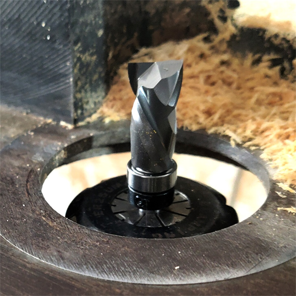 12.7*25.4*67MM Carbide Lower Bearing Spiral Trimming CNC Router Bit End Mill 1/4 6.35mm Shank for Woodworking