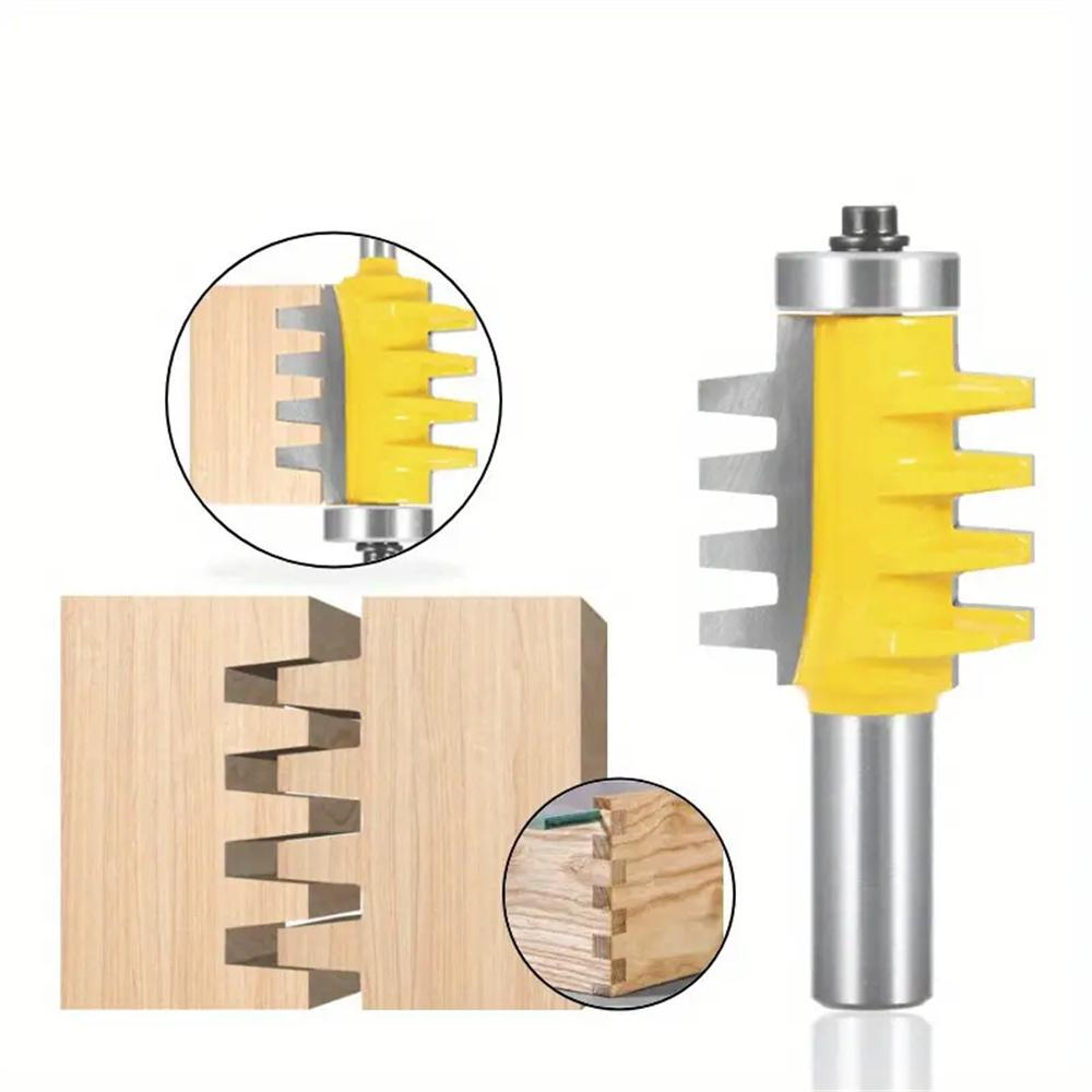 1pc 6.35mm 12.7mm 1/2inch 1/4 Inch Shank Rail Reversible Finger Joint Glue Router Bit Cone Tenon Woodwork Cutter Power Tools Wood Router Cutter