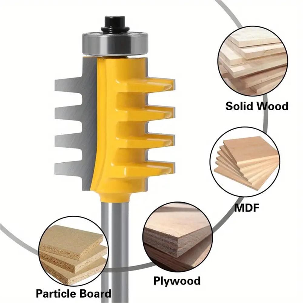 1pc 6.35mm 12.7mm 1/2inch 1/4 Inch Shank Rail Reversible Finger Joint Glue Router Bit Cone Tenon Woodwork Cutter Power Tools Wood Router Cutter