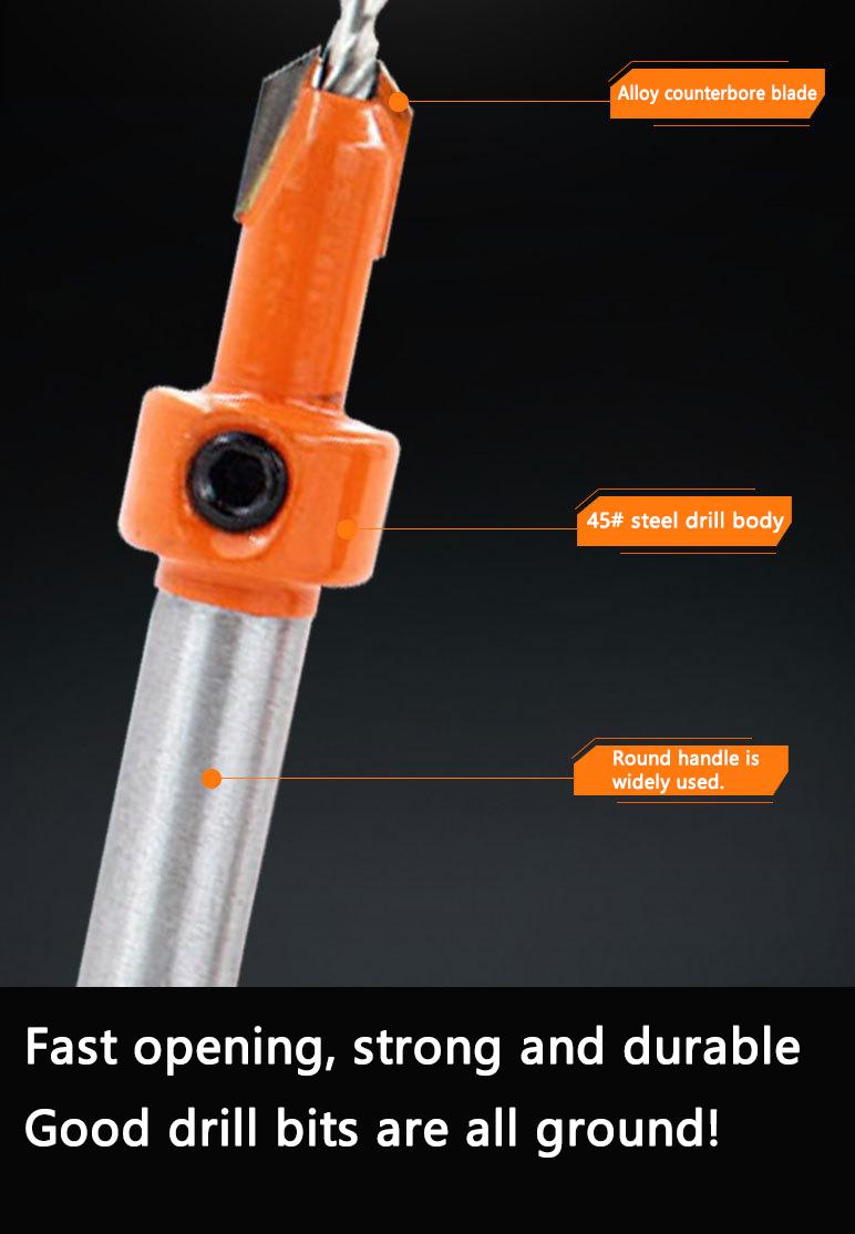 2.8-4mm Wood Countersink Drill Bit Set  Tungsten Steel 45# Steel Body High Precision Durable Wear Resistant Tapered Drill Bits