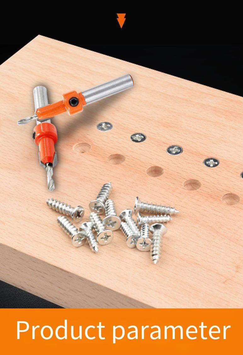 2.8-4mm Wood Countersink Drill Bit Set  Tungsten Steel 45# Steel Body High Precision Durable Wear Resistant Tapered Drill Bits