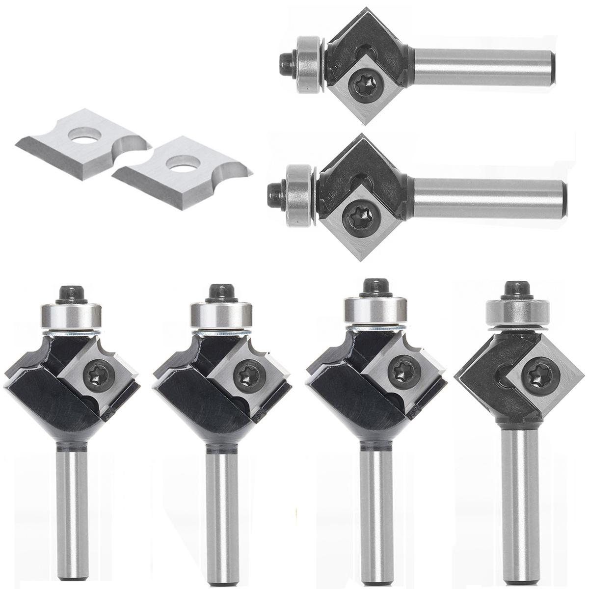 2 in 1 Disposable Insert Router Bit Corner Round or Bevel Knife Style Carbide with Bearing Milling Cutters for Wood