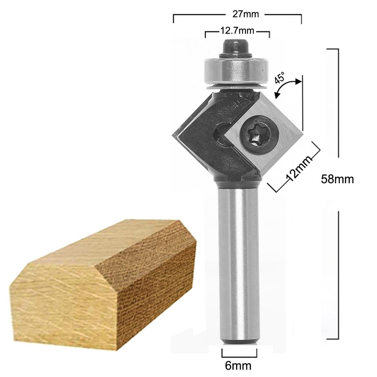 2 in 1 Disposable Insert Router Bit Corner Round or Bevel Knife Style Carbide with Bearing Milling Cutters for Wood