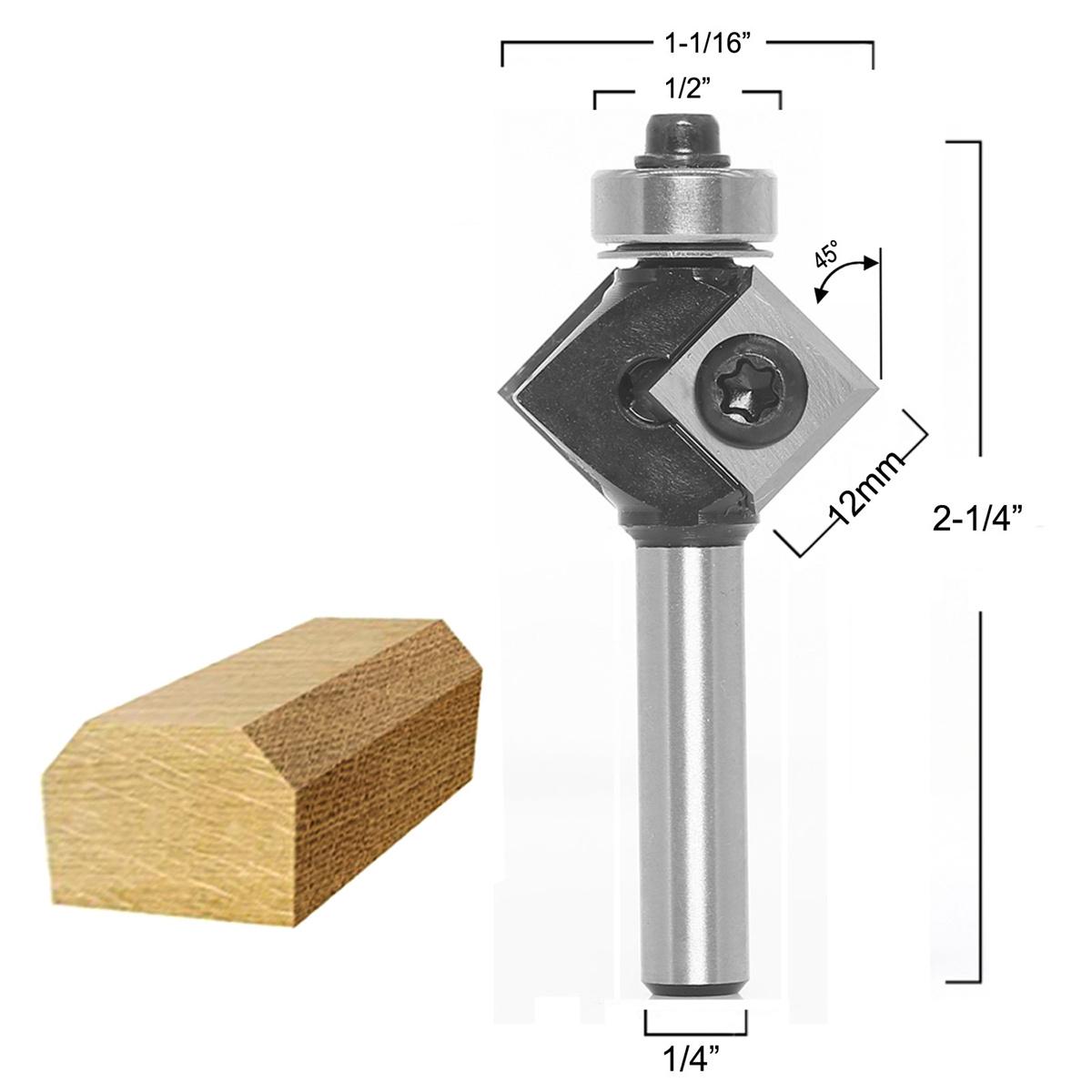 2 in 1 Disposable Insert Router Bit Corner Round or Bevel Knife Style Carbide with Bearing Milling Cutters for Wood