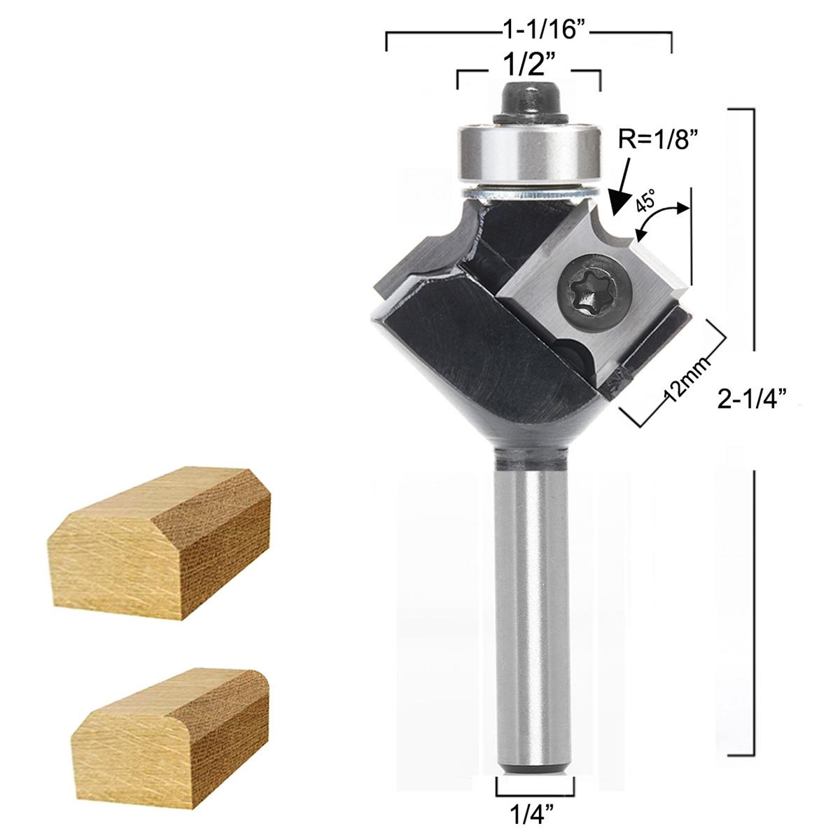2 in 1 Disposable Insert Router Bit Corner Round or Bevel Knife Style Carbide with Bearing Milling Cutters for Wood