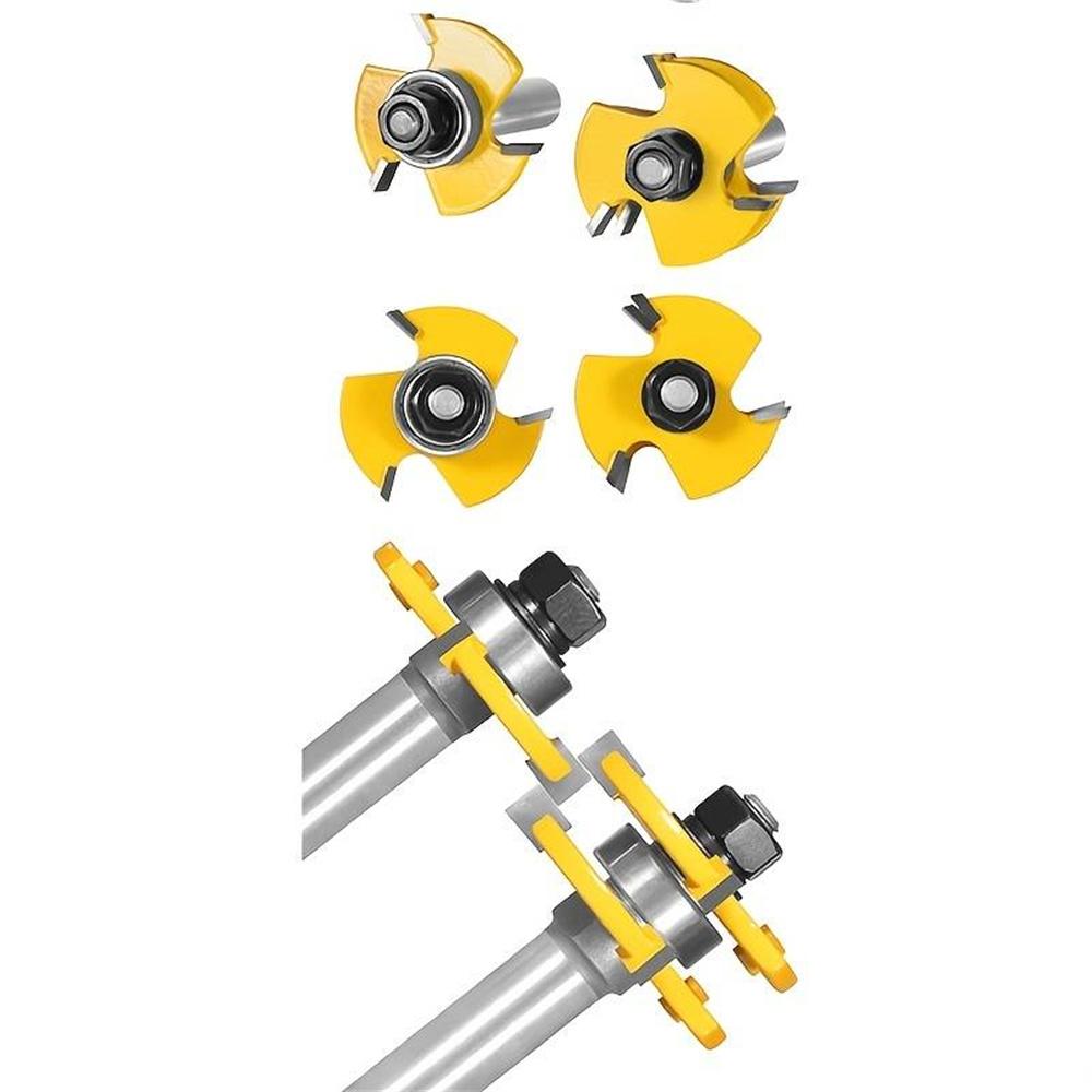 2pcs Router Bit Tool Set With Adjustable 1/4 Inch Shank Wood Milling With 45 Degree Lock Miter Router Bit T Shape 3 Teeth Wood Milling Cutter