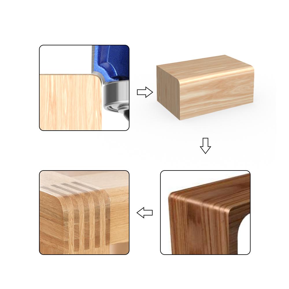 3PCS 6mm 8mm 1/4Shank Z4 Corner Round Router Bit R1 R2 R3 Trim Edging Woodworking Mill Classical Cutter Bit