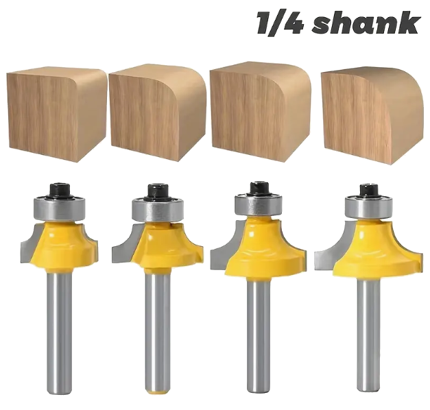 6.35mm Shank Router Bits Set Corner Round Over High quality Alloy Corner Rounding  Milling Cutter With Bearing For Wood Woodworking Tool