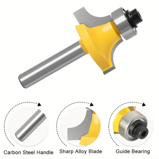 6.35mm Shank Router Bits Set Corner Round Over High quality Alloy Corner Rounding  Milling Cutter With Bearing For Wood Woodworking Tool