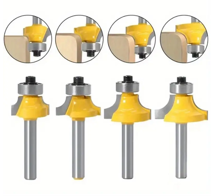 6.35mm Shank Router Bits Set Corner Round Over High quality Alloy Corner Rounding  Milling Cutter With Bearing For Wood Woodworking Tool