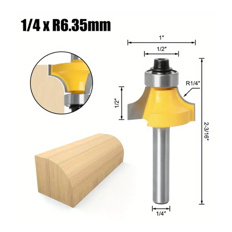 6.35mm Shank Router Bits Set Corner Round Over High quality Alloy Corner Rounding  Milling Cutter With Bearing For Wood Woodworking Tool
