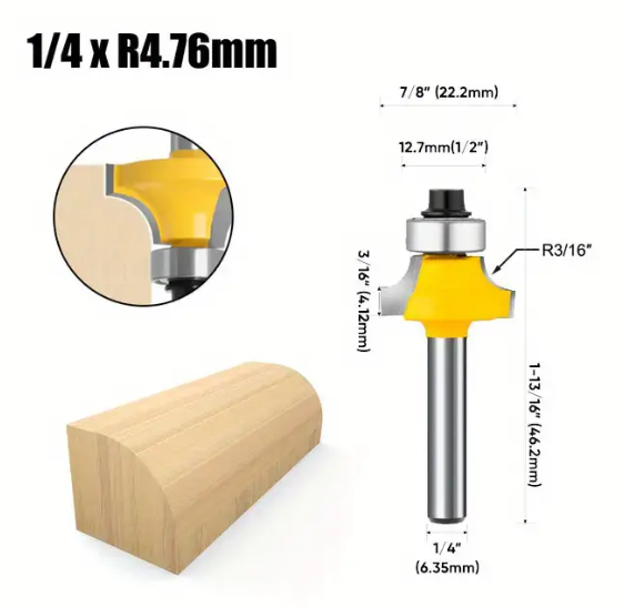 6.35mm Shank Router Bits Set Corner Round Over High quality Alloy Corner Rounding  Milling Cutter With Bearing For Wood Woodworking Tool