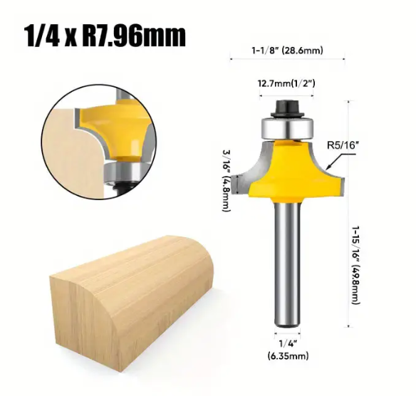 6.35mm Shank Router Bits Set Corner Round Over High quality Alloy Corner Rounding  Milling Cutter With Bearing For Wood Woodworking Tool