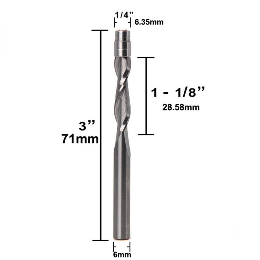 6mm 1/4 Inch Shank Milling Cutter Solid Carbide-Tipped Cutter End Mill CNC Router Bit Woodworking Tool