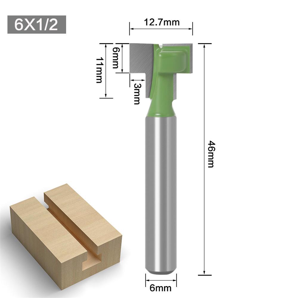 6mm 1/4 Shank T-Track Slotting & T-Slot Keyhole Cutter Router Bit Steel Handle 5/16 3/8'' & 1/2'' Length Cutter For Wood