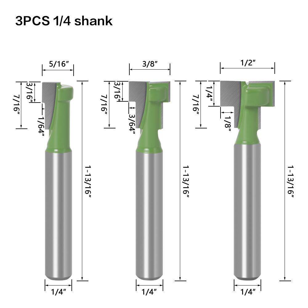 6mm 1/4 Shank T-Track Slotting & T-Slot Keyhole Cutter Router Bit Steel Handle 5/16 3/8'' & 1/2'' Length Cutter For Wood