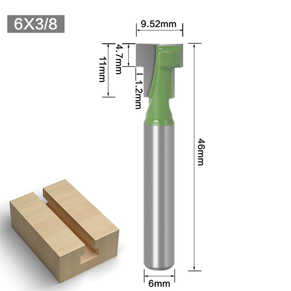 6mm 1/4 Shank T-Track Slotting & T-Slot Keyhole Cutter Router Bit Steel Handle 5/16 3/8'' & 1/2'' Length Cutter For Wood