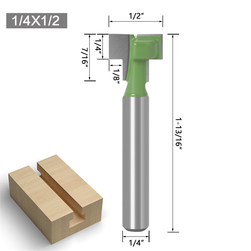 6mm 1/4 Shank T-Track Slotting & T-Slot Keyhole Cutter Router Bit Steel Handle 5/16 3/8'' & 1/2'' Length Cutter For Wood