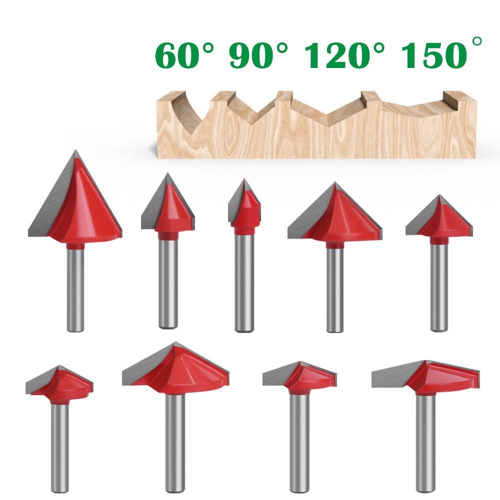 6mm 60-150 Degree  Router Bits CNC Engraving V Type Milling Cutter Woodworking Carving Knife Tungsten Carbide Cutting Tool