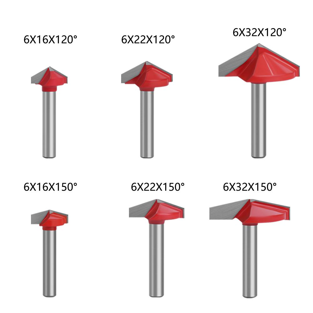 6mm 60-150 Degree  Router Bits CNC Engraving V Type Milling Cutter Woodworking Carving Knife Tungsten Carbide Cutting Tool