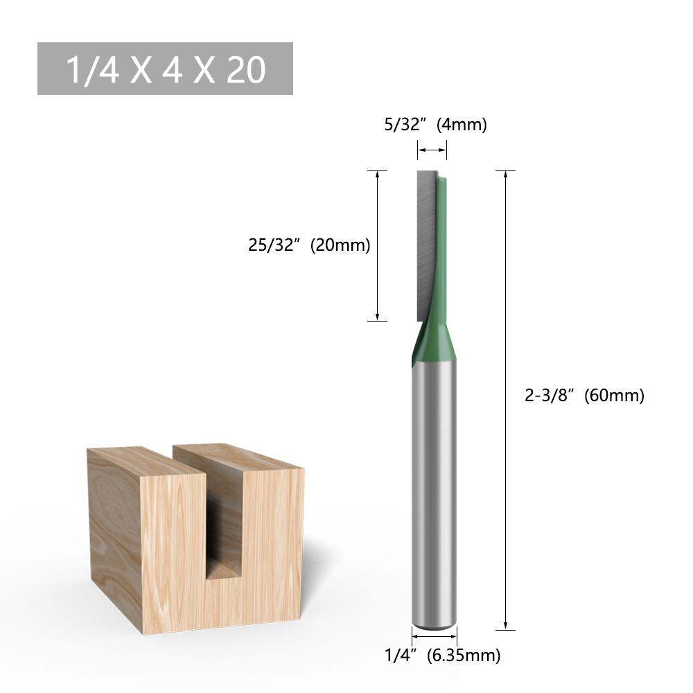 7PCS Straight Cut Router Bit Set Durable Tungsten Carbide 1/4 Shank Double Flute Milling Cutting Tools for Woodworking Engraving Trimming