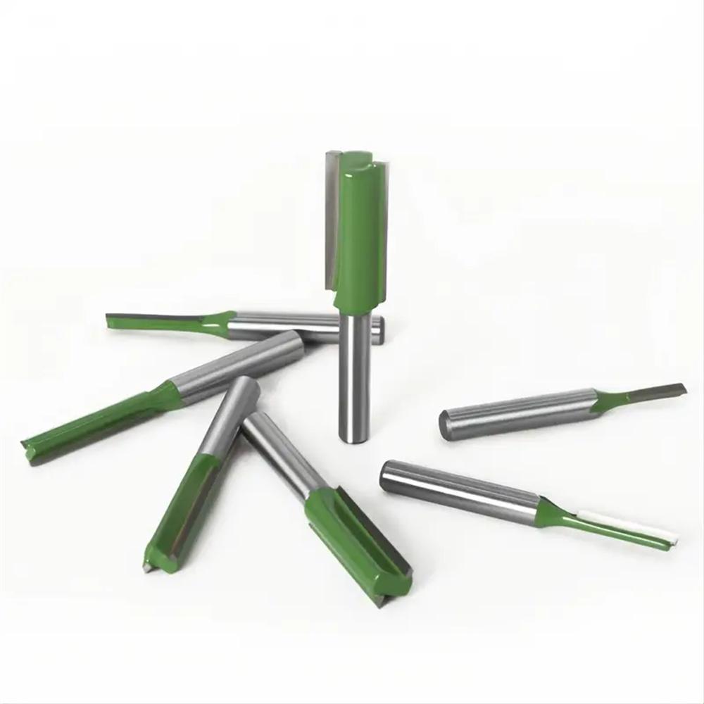 7PCS Straight Cut Router Bit Set Durable Tungsten Carbide 1/4 Shank Double Flute Milling Cutting Tools for Woodworking Engraving Trimming