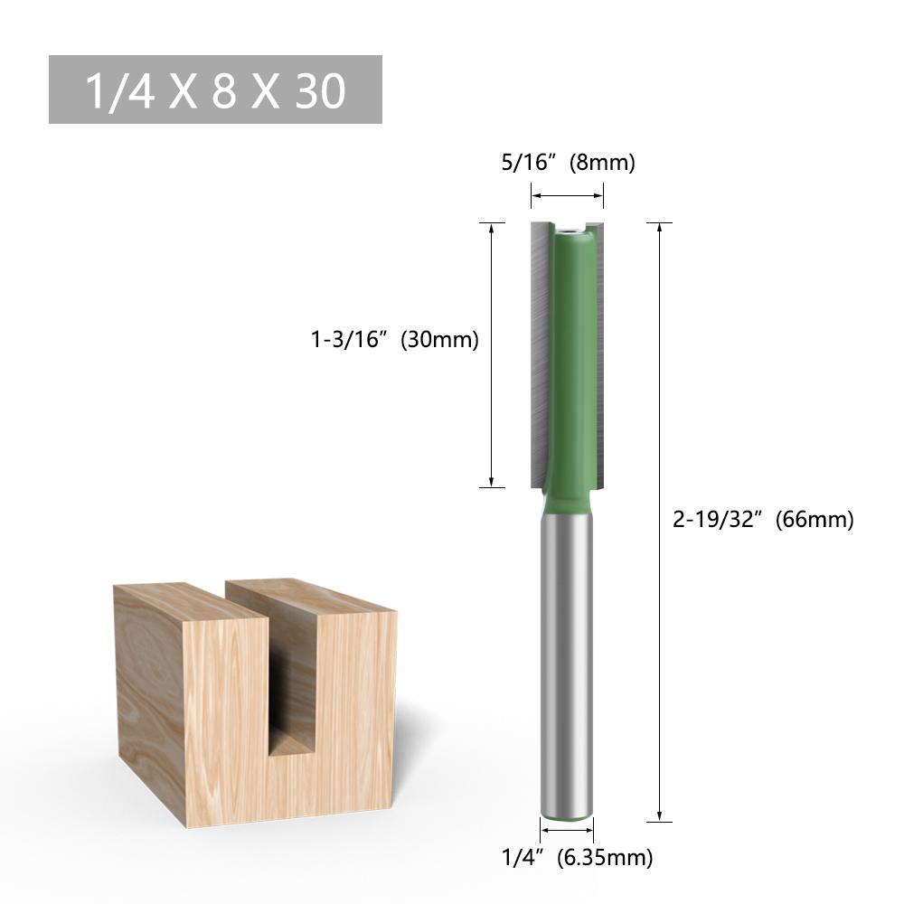 7PCS Straight Cut Router Bit Set Durable Tungsten Carbide 1/4 Shank Double Flute Milling Cutting Tools for Woodworking Engraving Trimming