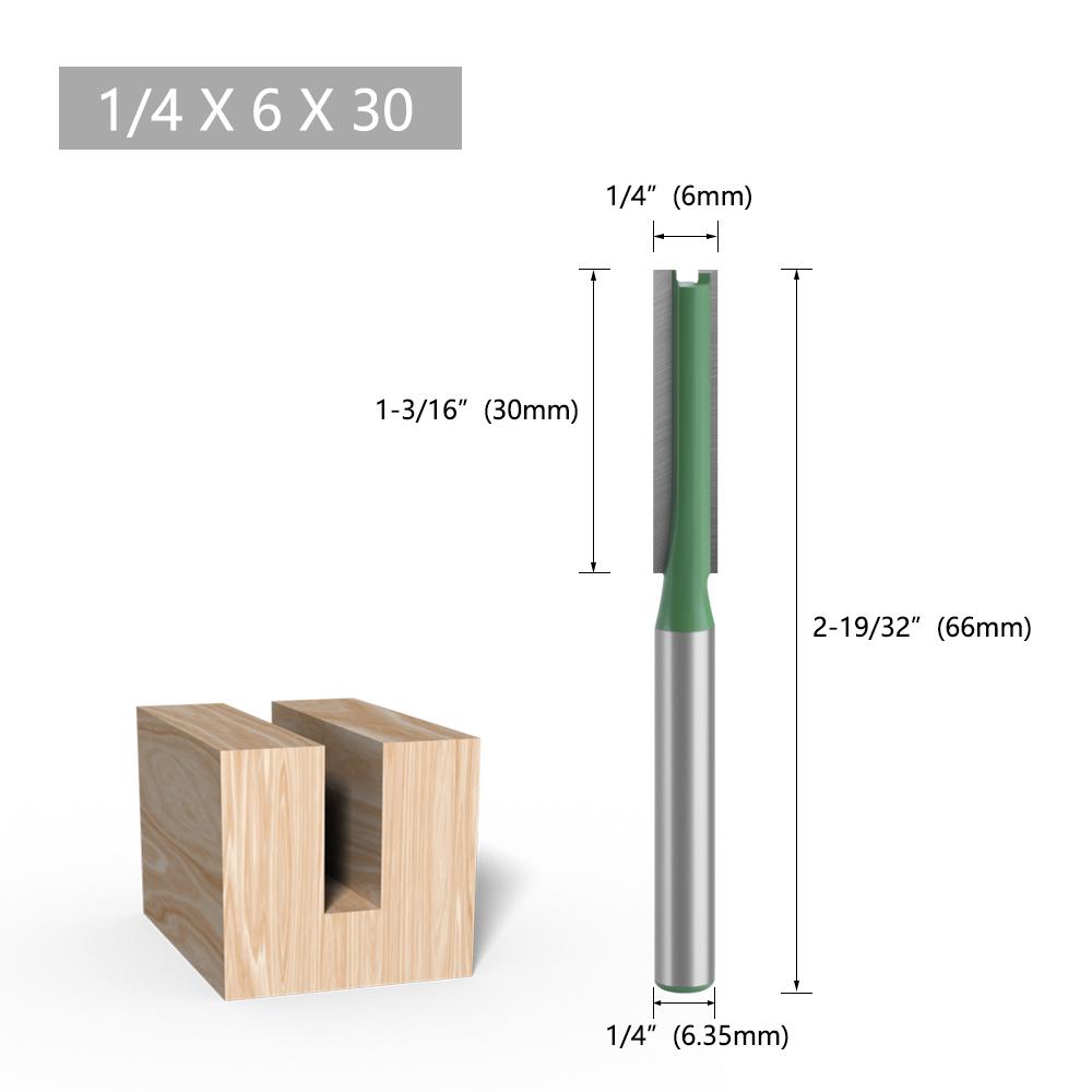 7PCS Straight Cut Router Bit Set Durable Tungsten Carbide 1/4 Shank Double Flute Milling Cutting Tools for Woodworking Engraving Trimming