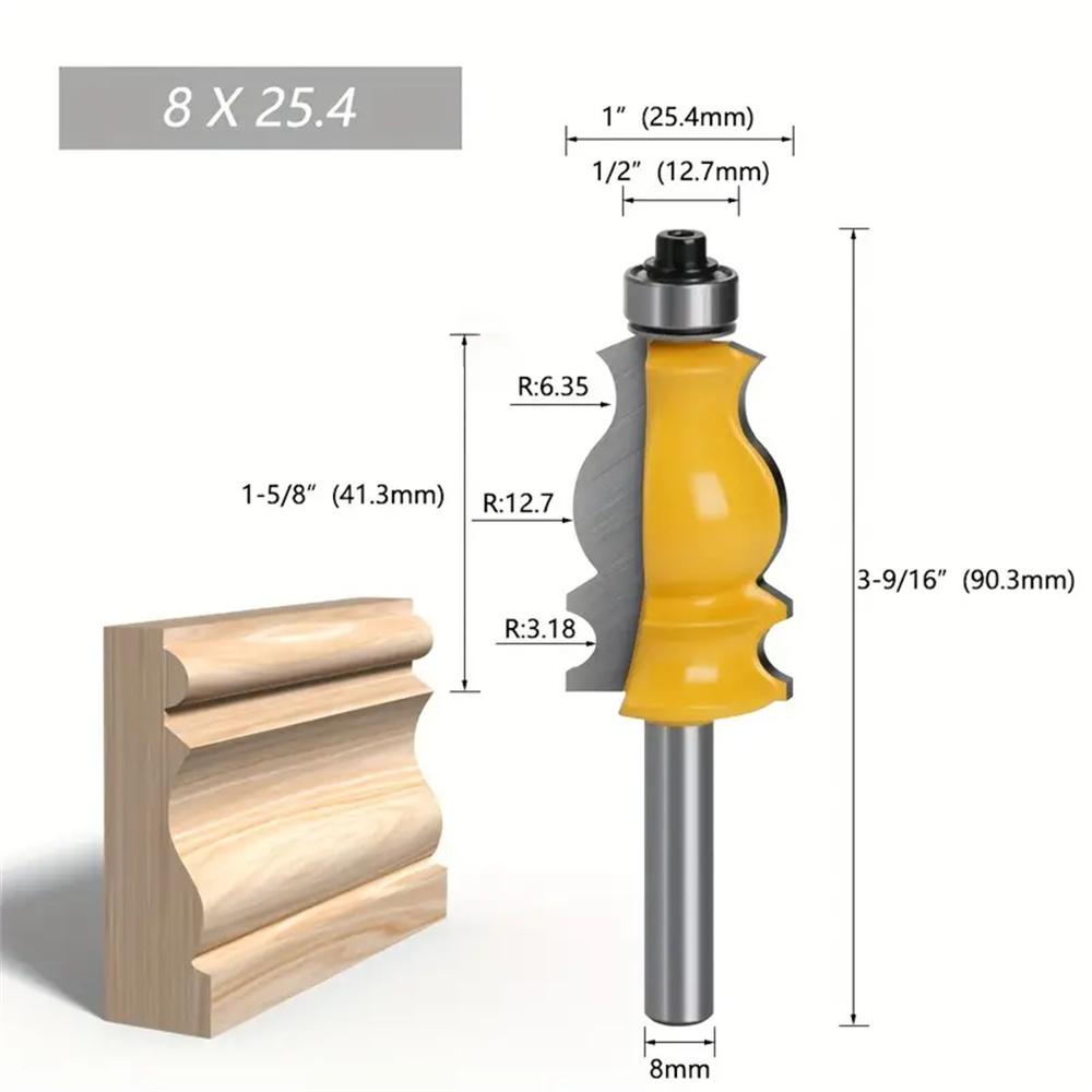 8mm Shank Cemented Carbide Router Bit Woodworking Carving Cutter Set 8mm Shank and Carbide Tips Ideal for DIY and Professional Projects