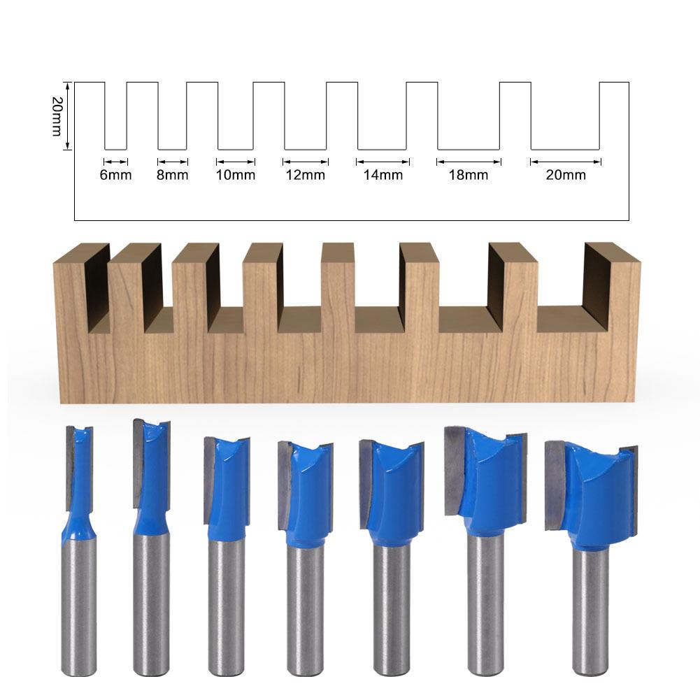 8mm Shank Straight Woodworking Router Bit Set Carpenter Milling Cutter 5/6/8/10/12/14/18/20mm Cutting Diameter
