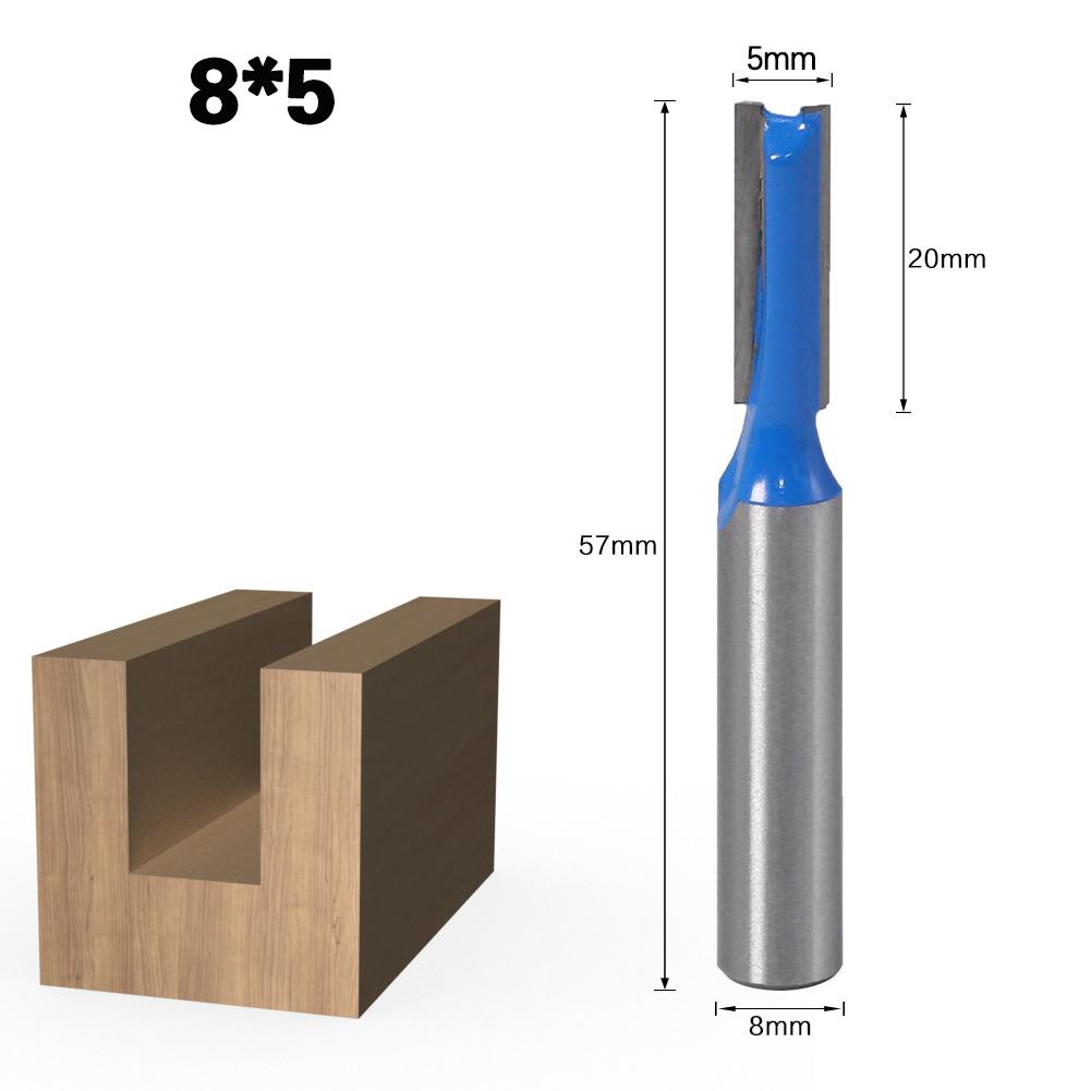 8mm Shank Straight Woodworking Router Bit Set Carpenter Milling Cutter 5/6/8/10/12/14/18/20mm Cutting Diameter