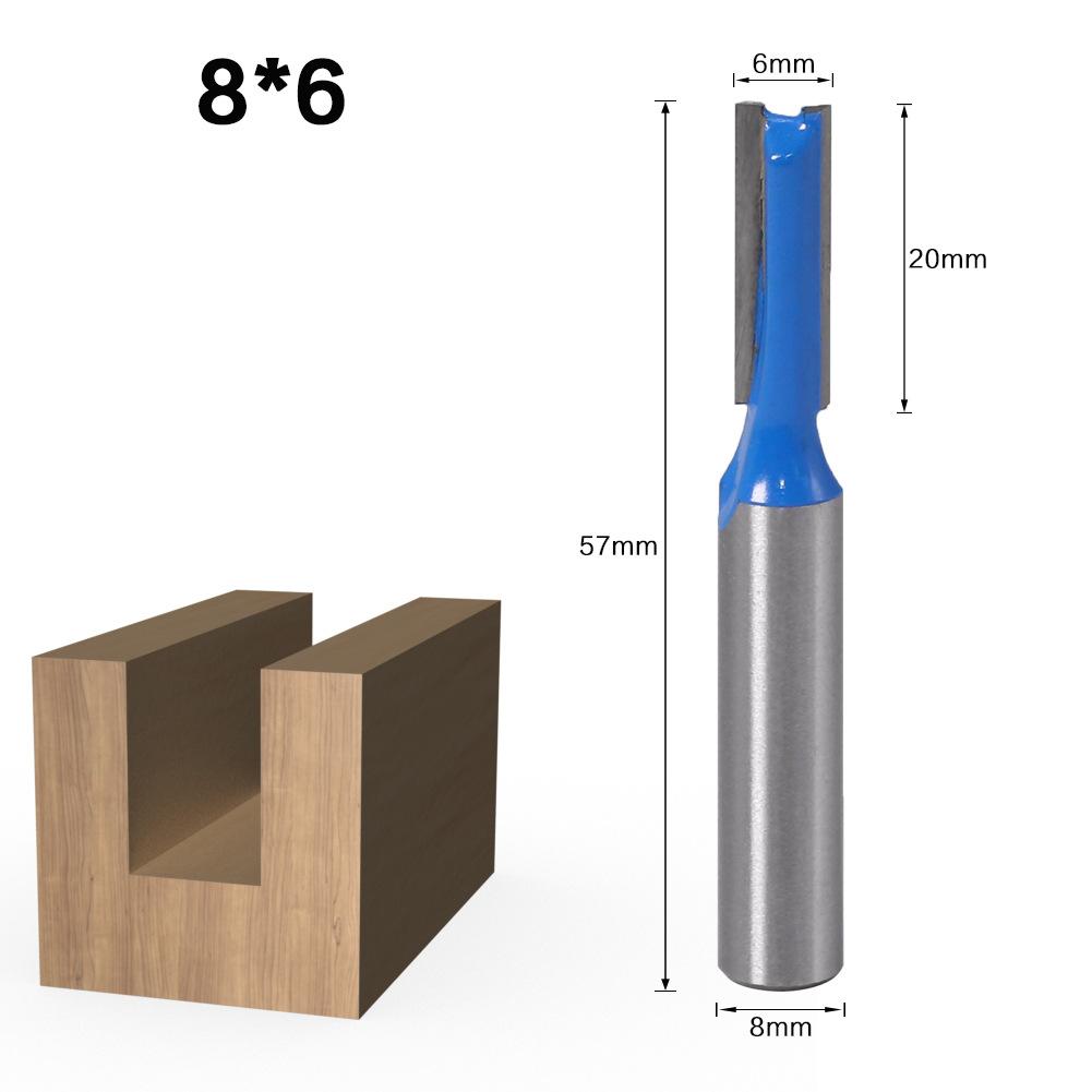 8mm Shank Straight Woodworking Router Bit Set Carpenter Milling Cutter 5/6/8/10/12/14/18/20mm Cutting Diameter
