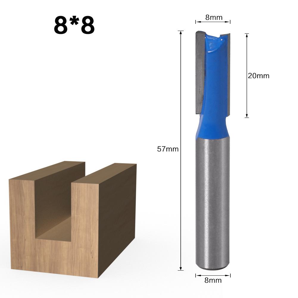 8mm Shank Straight Woodworking Router Bit Set Carpenter Milling Cutter 5/6/8/10/12/14/18/20mm Cutting Diameter