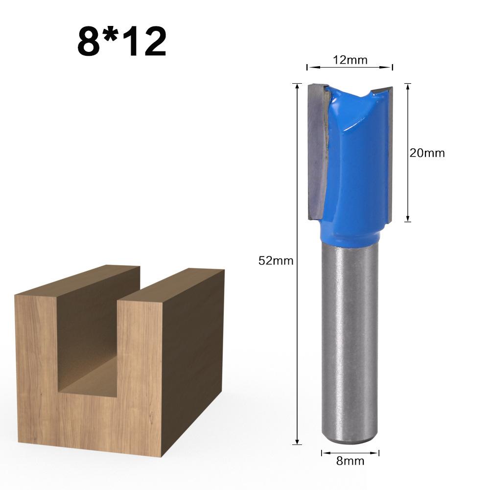8mm Shank Straight Woodworking Router Bit Set Carpenter Milling Cutter 5/6/8/10/12/14/18/20mm Cutting Diameter