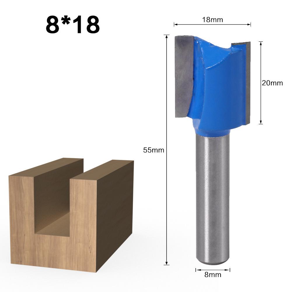 8mm Shank Straight Woodworking Router Bit Set Carpenter Milling Cutter 5/6/8/10/12/14/18/20mm Cutting Diameter
