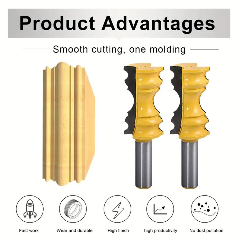 Crown Molding Router Bit 1/2/8mm/12mm Shank Router Bit Large Elaborate Milling Cutter Chair Rail Molding For Woodworking Tool