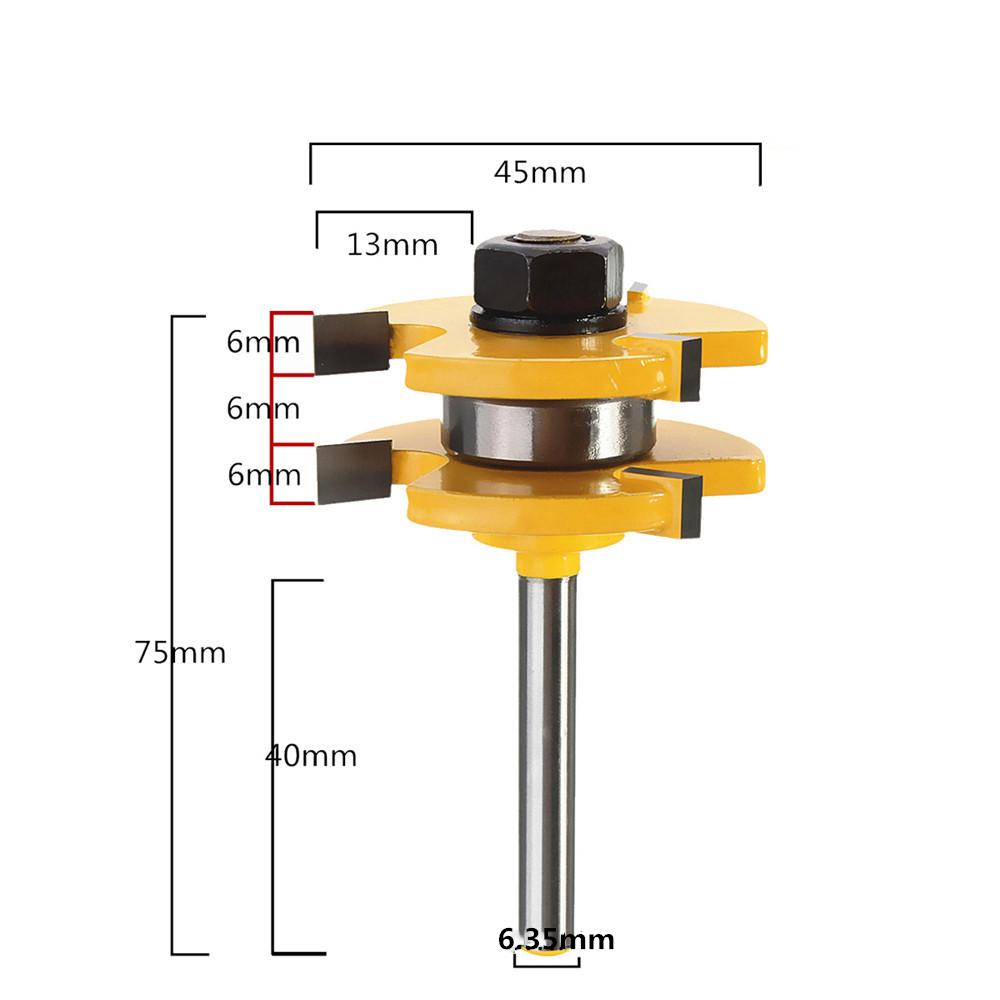 Socoje 2 pc 6mm 1/4 inch Shank high quality Joint Assembly Router Bit Set T-shape Wood Milling Cutter