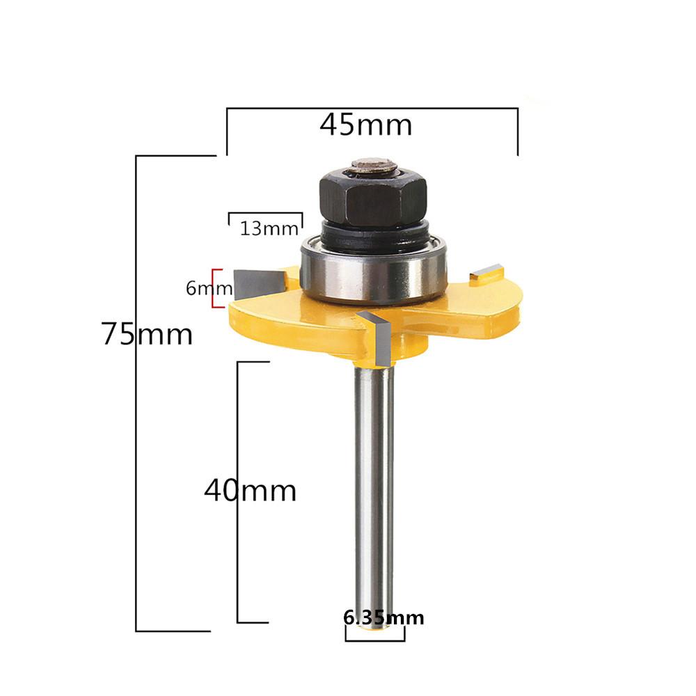 Socoje 2 pc 6mm 1/4 inch Shank high quality Joint Assembly Router Bit Set T-shape Wood Milling Cutter