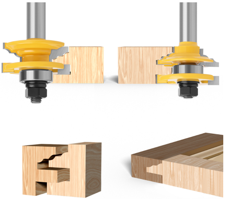 1/2 12mm Shank Milling Cutters Woodwork Door Round Corner Rail & Stile Tenon Router Bits For Wood Woodworking Tools
