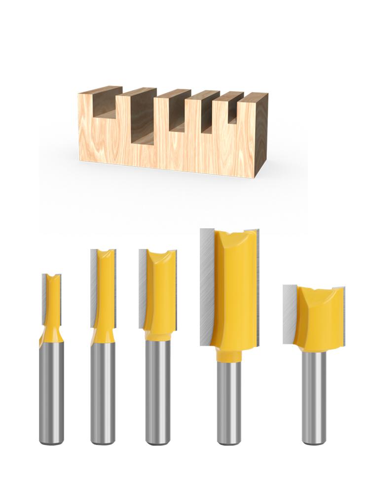 5pcs set 8mm Shank Straight Bit Tungsten Carbide Double Flute Router Bits Milling Cutter for Wood Woodwork Tool C08002T5A