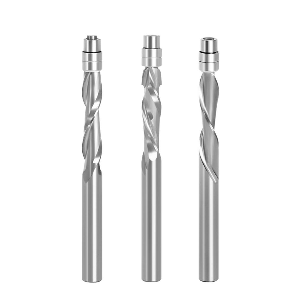 6mm 6.35mm Shank Solid Carbide Bearing Guided Two Flute Flush Trim Router Bits Woodworking Milling Cutters Z06AT3A