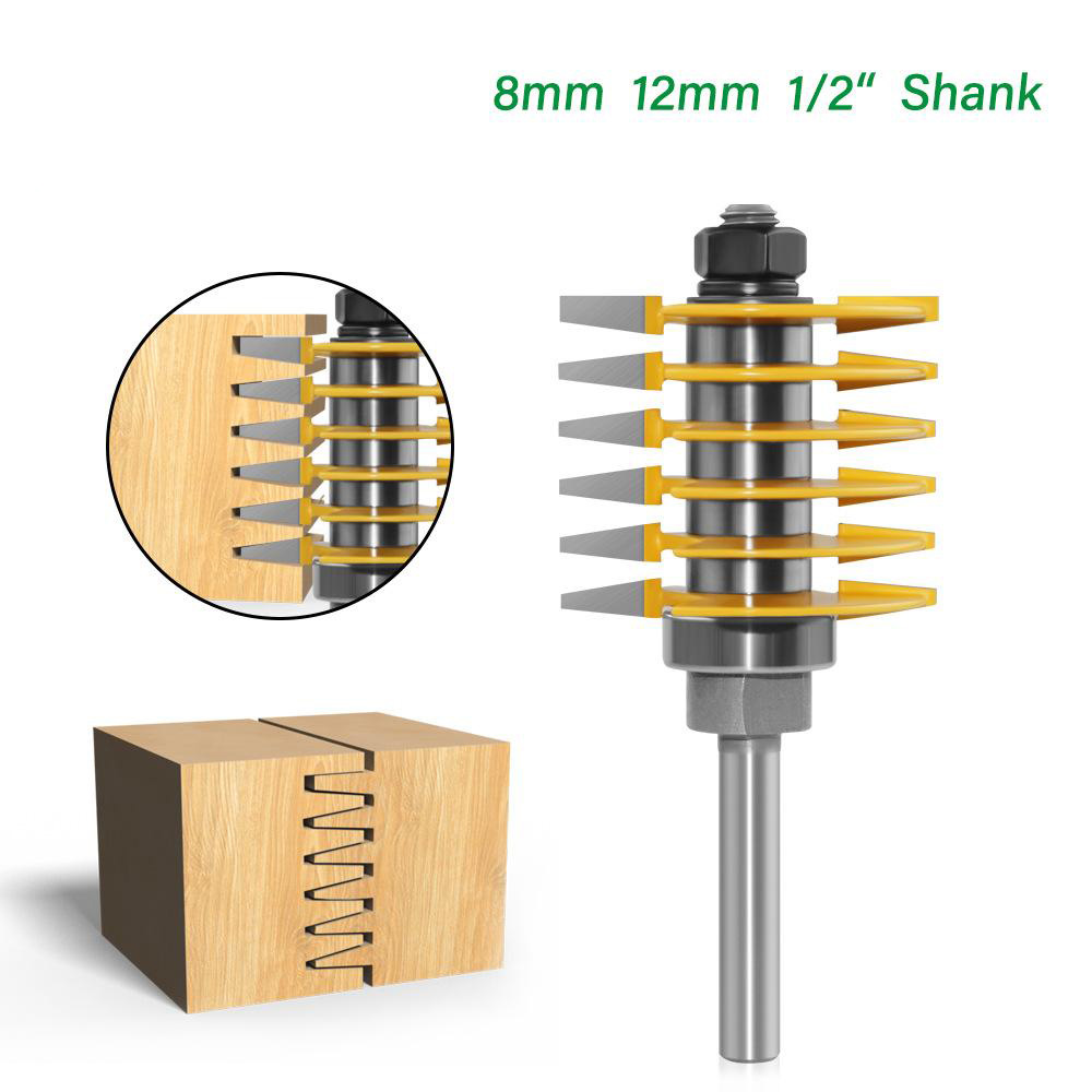 Carbide Finger Joint Router Bit 1/2 Inch / 8MM / 12MM Shank Durable Rust Resistant Woodworking Tool for Precise Milling Compatible with Chainsaw