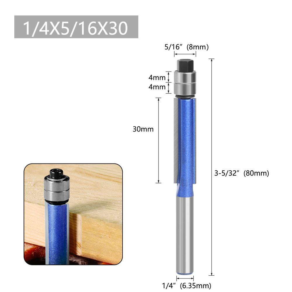 Silver Blue Double Bearing Router Bit Trimming Knife Woodworking Milling Tools  Double-edged Trimming Machine Blade