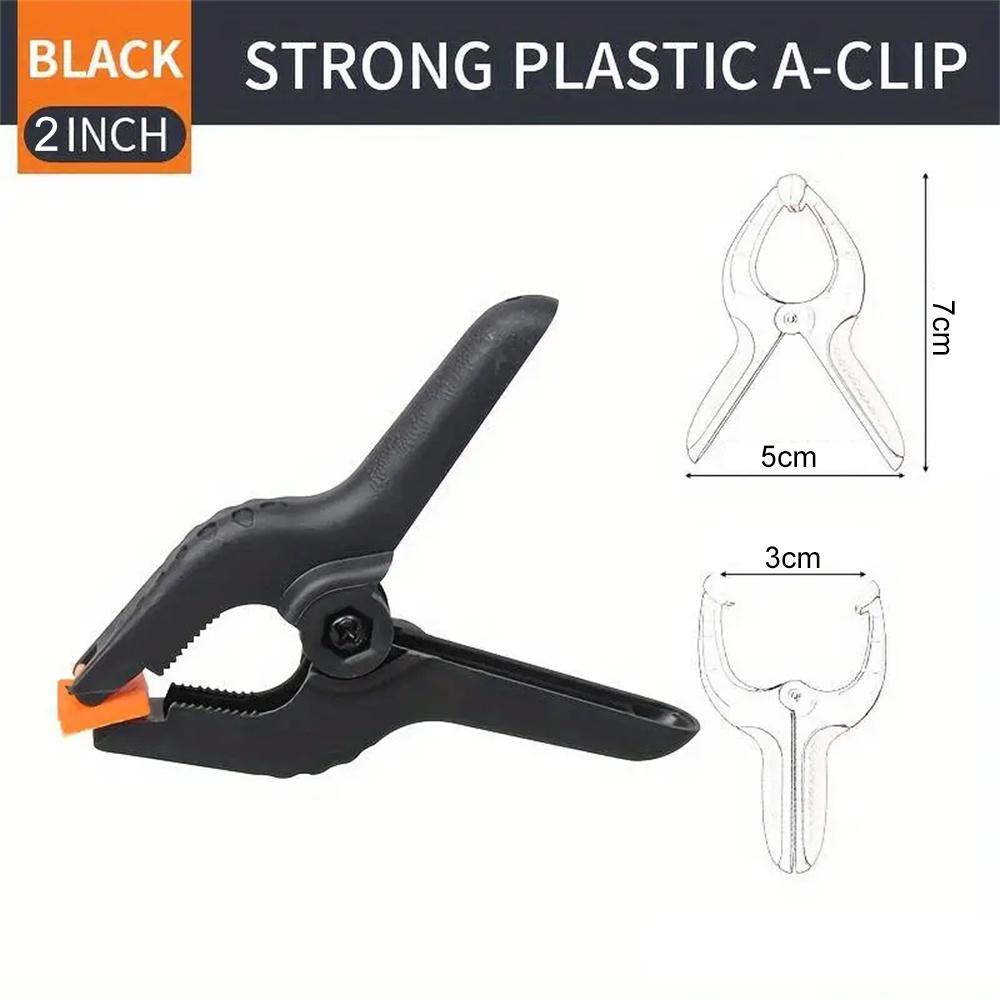 10pcs Ratchet Bar Clamp 2/3/4/6 Inch Woodworking A-Clip Black Wood Working Clip Plastic DIY Ergonomic Grip for Crafts Photography