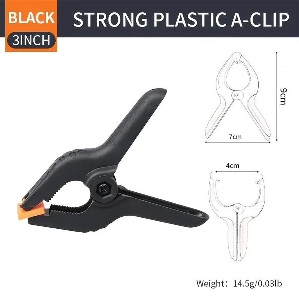10pcs Ratchet Bar Clamp 2/3/4/6 Inch Woodworking A-Clip Black Wood Working Clip Plastic DIY Ergonomic Grip for Crafts Photography