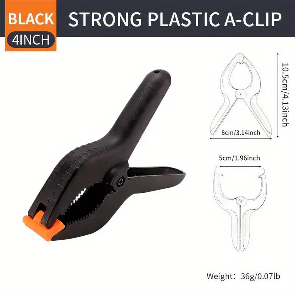 10pcs Ratchet Bar Clamp 2/3/4/6 Inch Woodworking A-Clip Black Wood Working Clip Plastic DIY Ergonomic Grip for Crafts Photography
