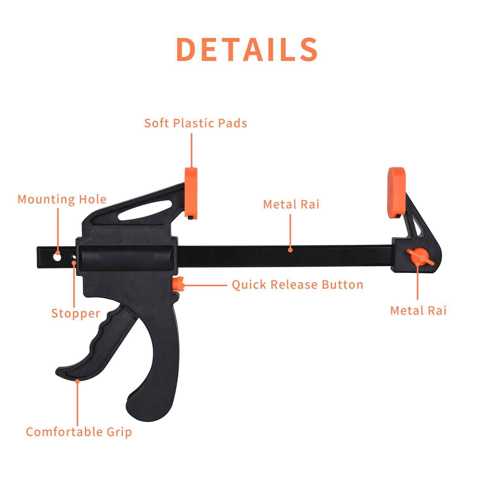2/4PCS F-Bar Clamp Woodworking Clamp 4Inch Bar F Clamps Clip Wood Carpenter Tool Grip Quick Ratchet Release Squeeze Woodworking DIY Hand Tool Kit