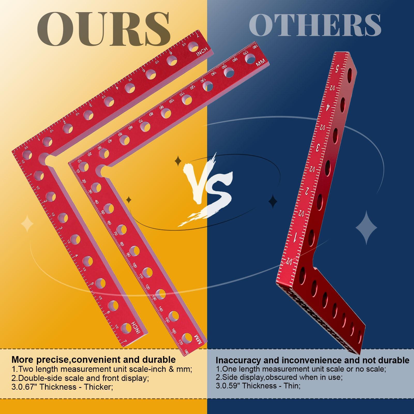 2 Packs 180mm x 180mm 90° Right Angle Clamps Positioning Squares MM/Inch Scale Aluminum Alloy Woodworking Carpenter Corner Clamping